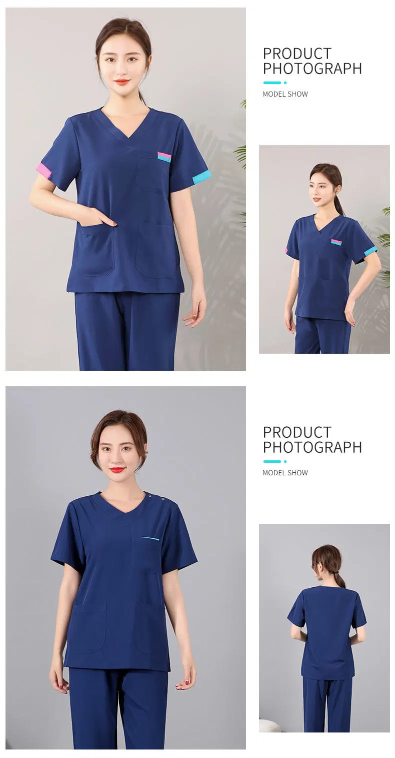 Women′s Scrub Set Doctor Nurse Uniform Hospital Tops Pants Suits Working Clothes