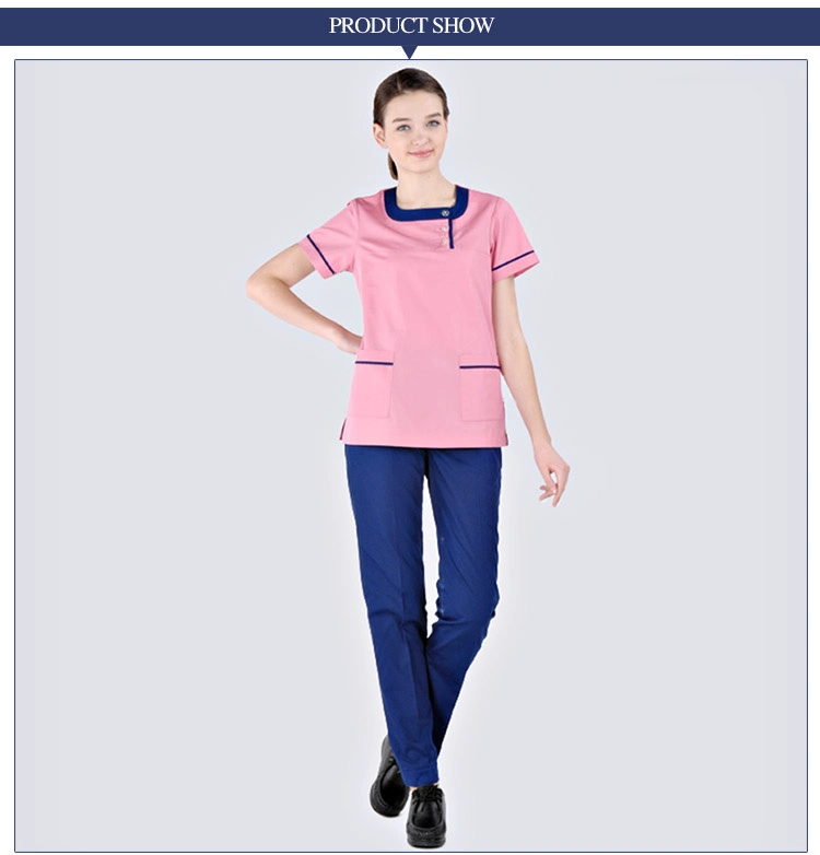 Pink Medical Scrub Top Pants Hospital Scrub Uniform