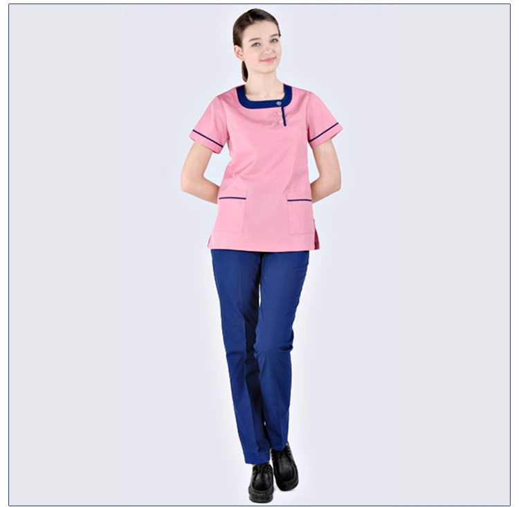 Pink Medical Scrub Top Pants Hospital Scrub Uniform